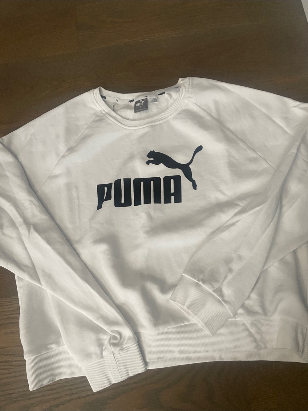 Puma White Crewneck Sweatshirt with Black Logo